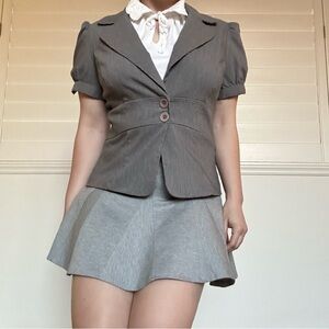 y2k XOXO gray puff sleeve blazer